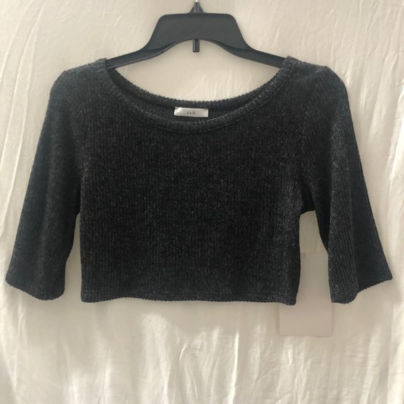 charcoal gray ribbed crop top - Picture 1 of 2